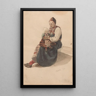 Adolph Tidemand - Kone med barn p fanget Rttvik.webp