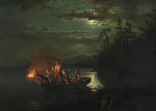 Adolph Tidemand - Spear Fishing on Lake Krderen.webp