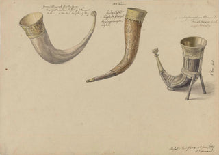 Adolph Tidemand - Tre gamle norske drikkehorn.webp