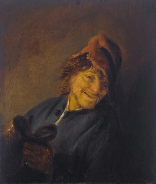 Adriaen van Ostade - Peasant with a red cap holding a jug.webp