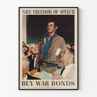 Affiche Seconde Guerre Mondiale - Save Freedom of Speech. Buy War Bonds