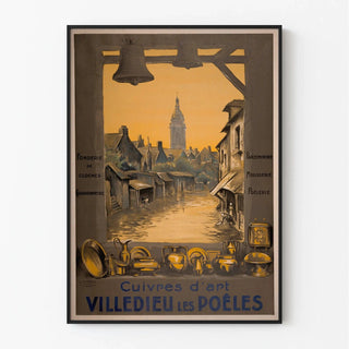 Affiche Villedieu-les-Poêles publicité vintage – Cuivres d’art