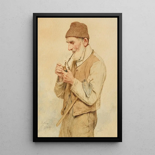 Albert Anker - Bauer eine Pfeife anzndend.webp
