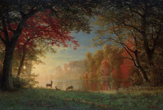 Albert Bierstadt - Indian Sunset Deer by a Lake.webp