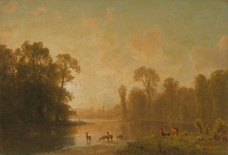 Albert Bierstadt - Twilight With Deer.webp