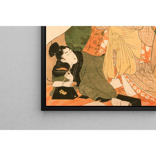 Amants sous un futon ; image d'ouverture d'un ensemble érotique - Kitagawa Utamaro | Reproduction Tableau Décoration murale affiche copie
