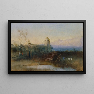 Anton Romako - Landschaft mit Burg.webp