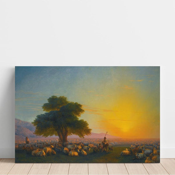 Riproduzione del dipinto Pastori con il loro gregge al tramonto - Ivan Konstantinovich Aivazovsky