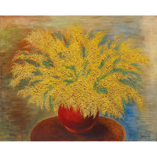 Bouquet de Mimosas au Pot Rouge - Moïse Kisling | Reproduction Tableau Décoration murale affiche copie