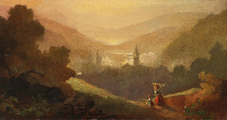 Carl Spitzweg - Berglandschaft mit Sennerin und Kind.webp