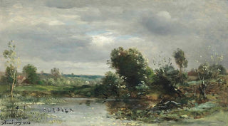 Charles Franois Daubigny - Ducklings On A Lake.webp