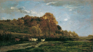 Charles Franois Daubigny - Herbstliche Aulandschaft Abendstimmung.webp