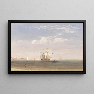 David Cox Jnr - A Merchantman Becalmed Offshore.webp