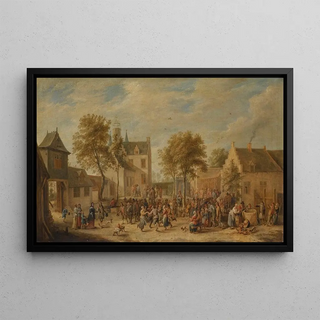 David Teniers The Younger - A Kermesse With Villagers Making Merry In A Town Square.webp