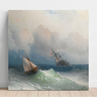 Deux navires en mer - Ivan Konstantinovich Aivazovsky | Reproduction Tableau Décoration murale affiche copie