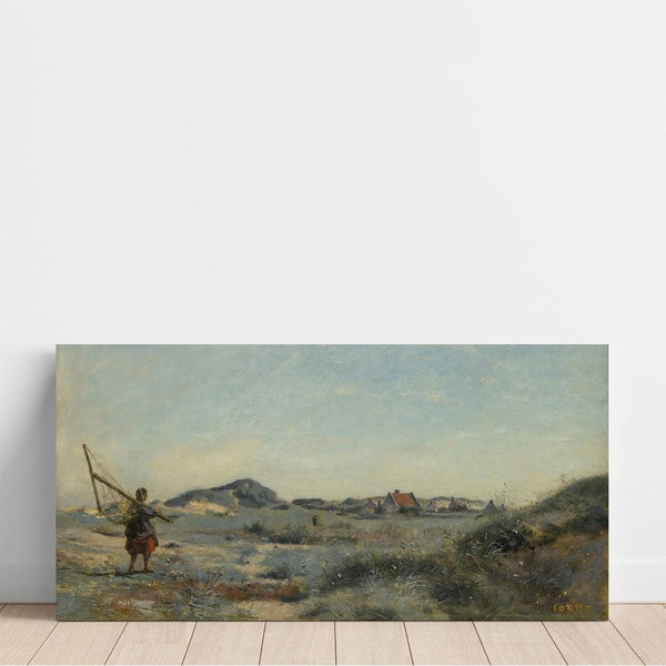 Riproduzione del dipinto Dunkerque. Una pescatrice di gamberetti di Jean-Baptiste-Camille Corot