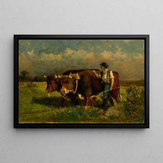 Edward Mitchell Bannister - Untitled man with two oxen.webp