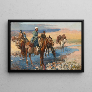 Edwin Lord Weeks - Horses At The Ford Persia.webp