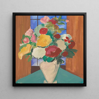 Étude pour la peinture Motif espagnol Nature morte fleurie au dos - Cyprin Majernik