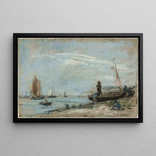 Eugne Boudin - Beach with Fishing Boats.webp