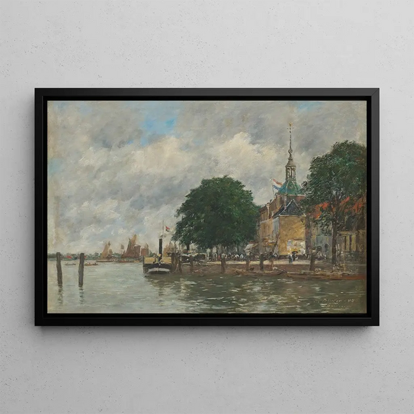 Dordrecht, un quai du port - Eugène Boudin — quadro incorniciato alla parete