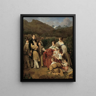 Ferdinand Georg Waldmller - Der Notar Dr Josef August Eltz mit seiner Gattin Caroline geb Schaumburg und den acht Kindern in Ischl.webp