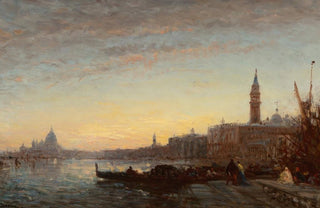 Flix Ziem - Gondoliers at Esclavons Quay Venice.webp