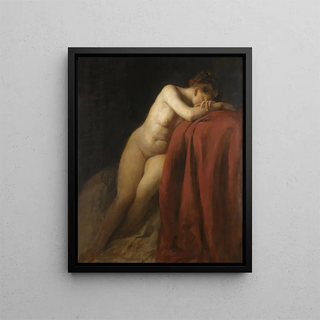 Franz von Defregger - Nude With Red Drape.webp