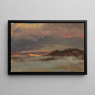 Frederic Edwin Church - Winter Landscape with Blue Hill at Sunset Hudson New York.webp