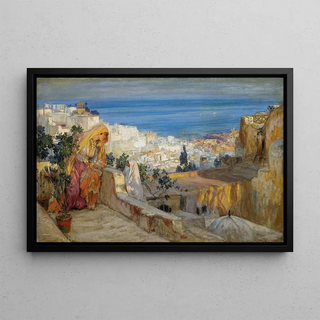 Frederick Arthur Bridgman - Arab Women On A Rooftop Algiers Beyond.webp