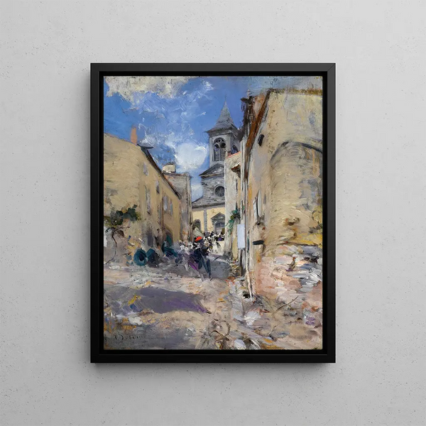 Chiesa di campagna - Giovanni Boldini — quadro incorniciato alla parete