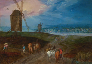 Jan Brueghel the Younger - An extensive landscape with travelers before a windmill.webp