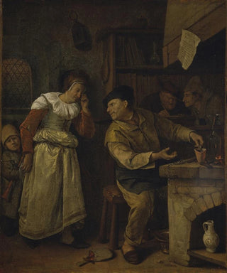 Jan Steen - A Goldsmith Melting Down a Womans Jewellery in the Presence of a Notary The Alchemist.webp