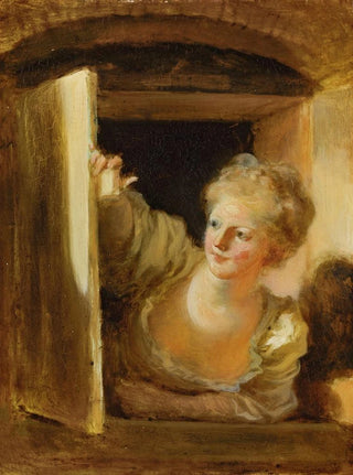 JeanHonor Fragonard - A young woman leaning out of a window.webp