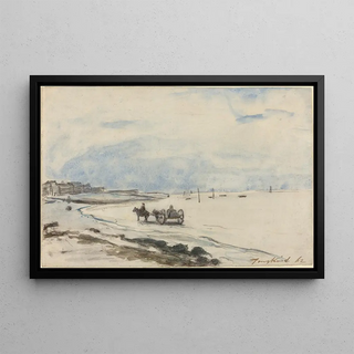 Johan Barthold Jongkind - Cart on the Beach at Etretat.webp