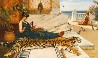 John William Godward - The Tigerskin Sewing Girl.webp
