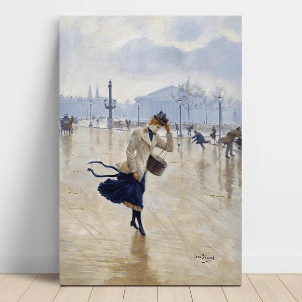 Riproduzione del dipinto Giornata ventosa in Place de la Concorde - Jean Béraud