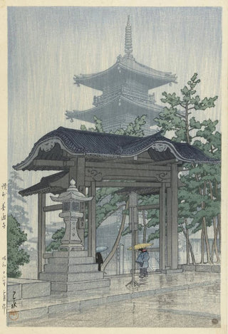 Kawase Hasui - De Zensetsu tempel in Sanshu.webp