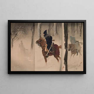 Kobayashi Kiyochika - Scouts near Nuizhuang on a Snowy Night.webp