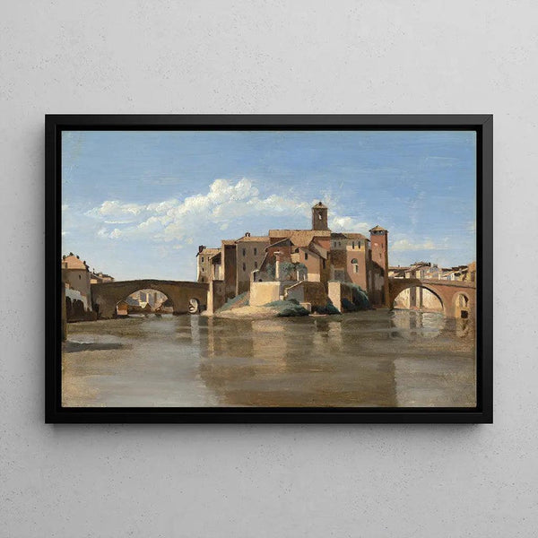 Riproduzione del dipinto L'Île et le pont San Bartolomeo, Roma - Jean-Baptiste-Camille Corot | Reproduction