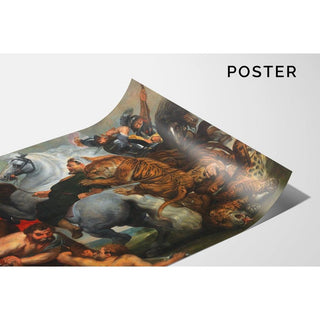 La Chasse au tigre, au lion et au léopard - Follower of Peter Paul Rubens | Reproduction Tableau Décoration murale affiche copie