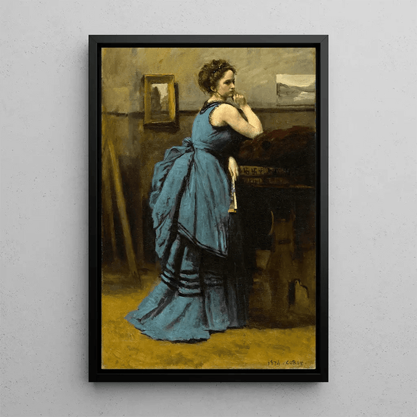 Riproduzione del dipinto La Dame en bleu di Jean-Baptiste-Camille Corot