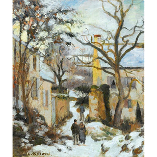La Maison Rondest Sous La Neige, Pontoise Or Chemin De L'hermitage, Pontoise, Sous La Neige - Camille Pissarro | Reproduction Tableau Décoration murale affiche copie