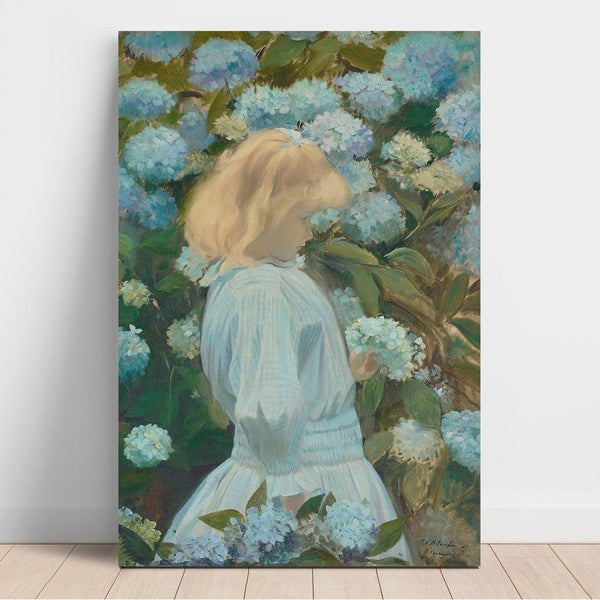 Riproduzione del dipinto La Petite Fille aux Hortensias - Jacques-Émile Blanche