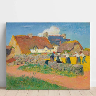 Le battage du blé au village - Henry Moret | Reproduction Tableau Décoration murale affiche copie