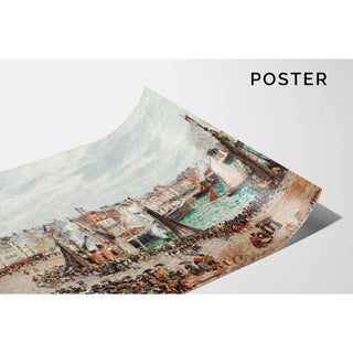 Le marché aux poissons, Dieppe ; temps gris, le matin - Camille Pissarro | Reproduction Tableau Décoration murale affiche copie