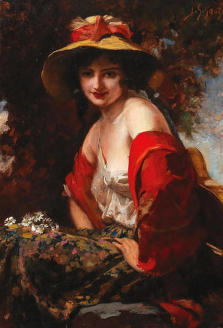 Leopold Schmutzler - A Young Lady With A Straw Hat.webp