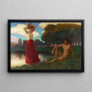 Ludwig von Hofmann - Idyll Mnnlicher und weiblicher Halbakt in der Landschaft.webp
