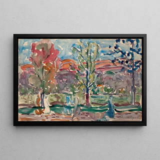 Maurice Prendergast - Trees against mountain.webp