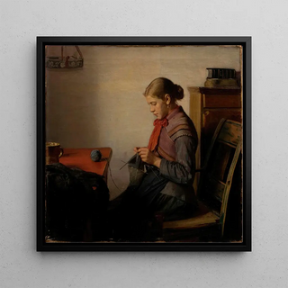 Michael Ancher - Skagen girl Maren Sofie knitting.webp